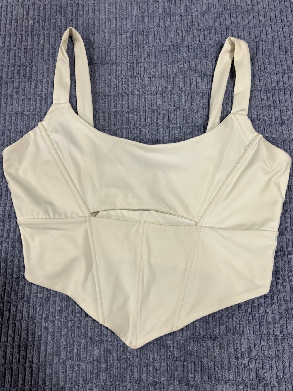 Forever 21 Sexy Corset Style Cut Out Cream Structured Crop Top Med